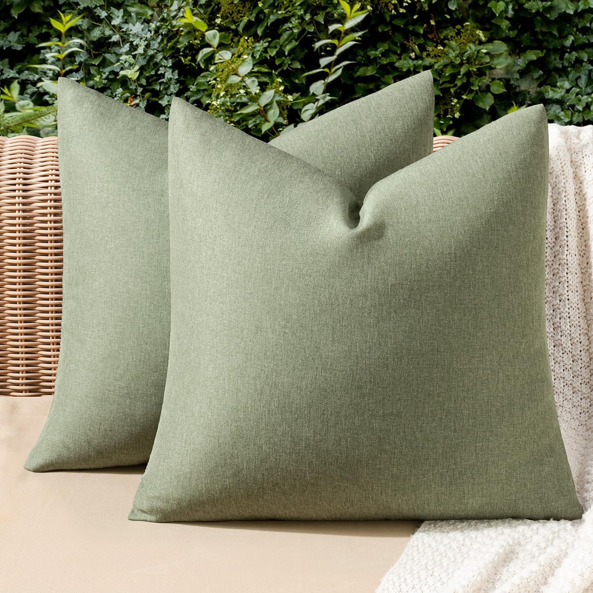 MIULEE Decorative Outdoor Pillow Covers Euro Waterproof 24x24 Beige
