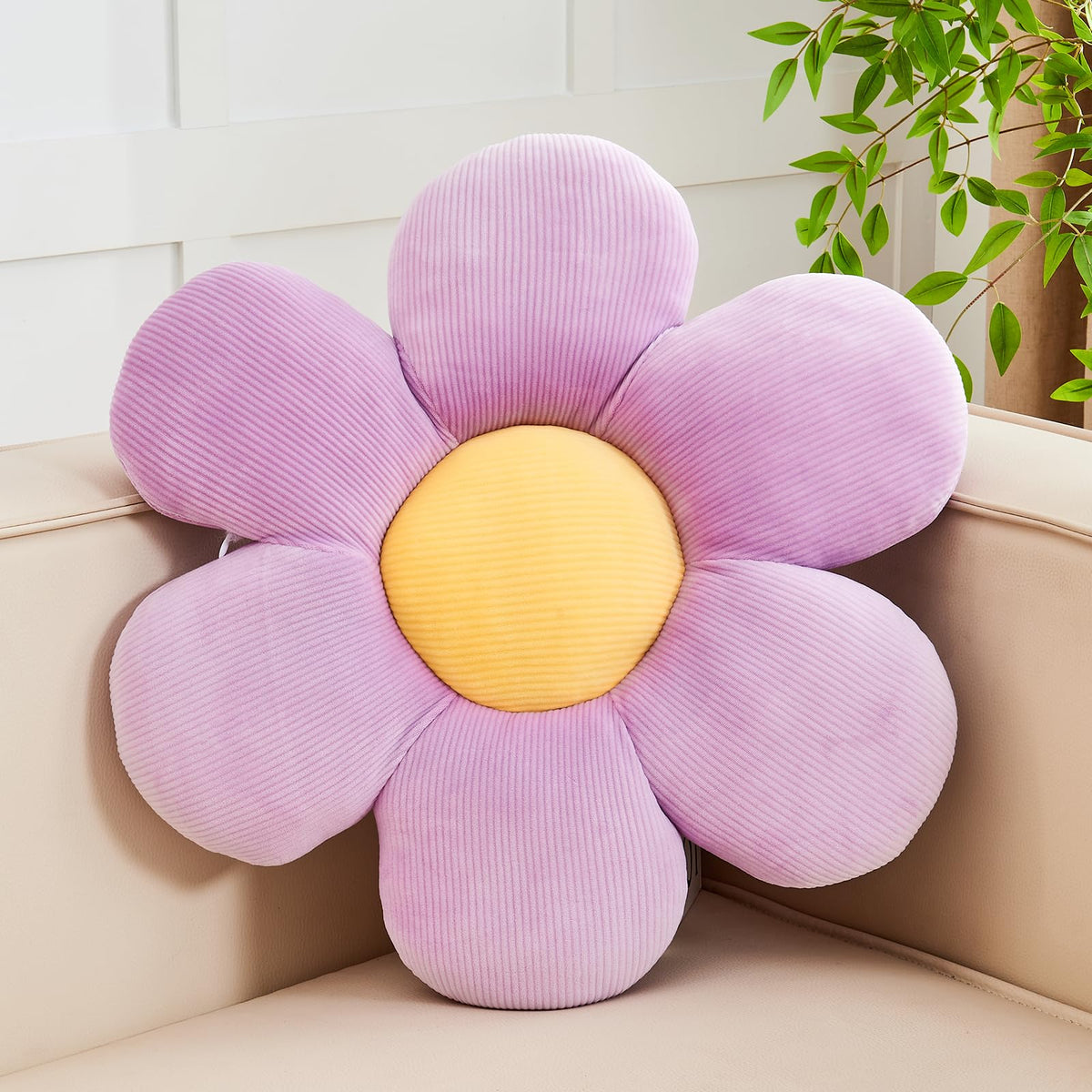 Kcvvcr Flower Throw Pillow, Soft White 14.9" Shaped Floor Pillow for Home Decor, Cute Aesthetic Plush Decorative Pillows for Bed, Sofa, Couch