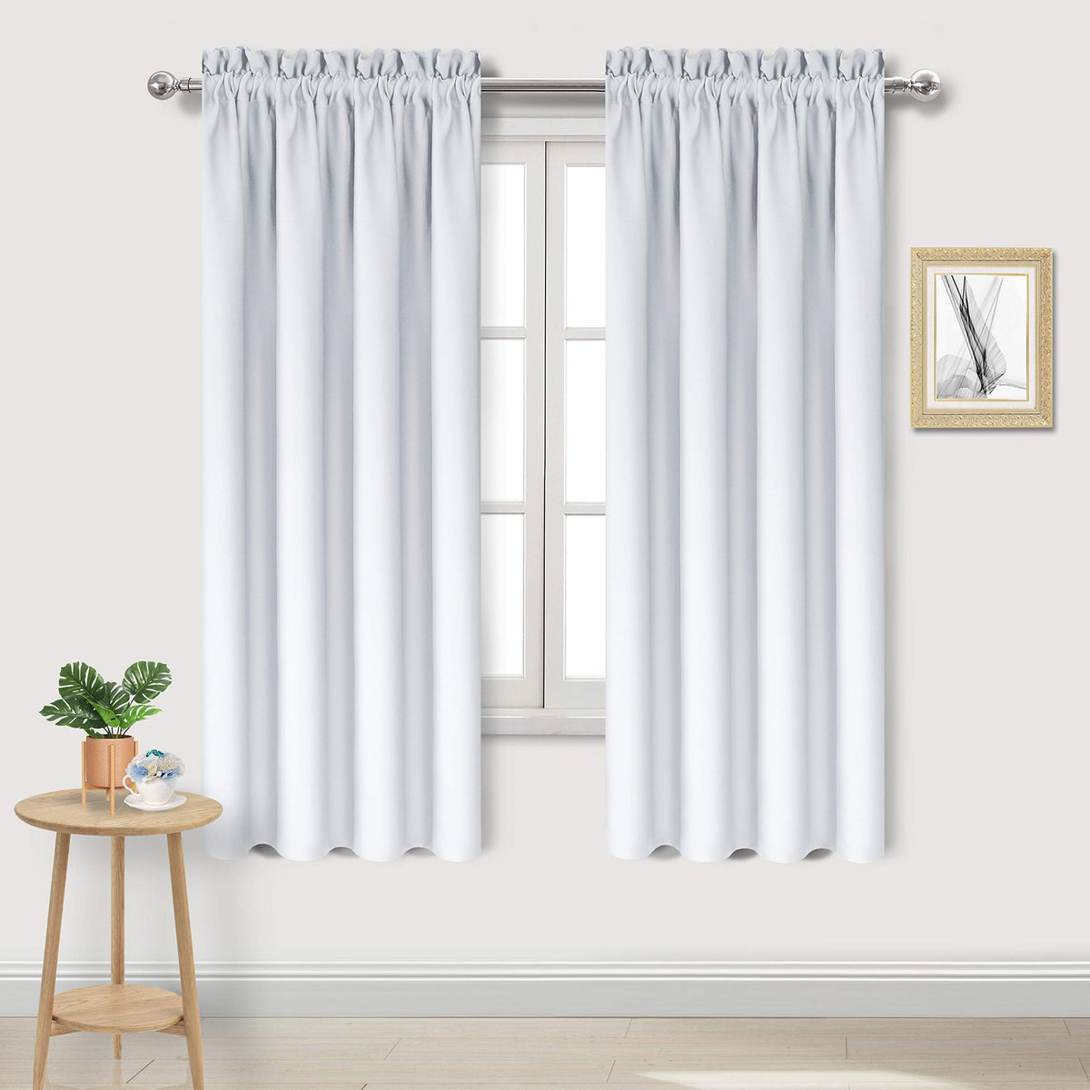 DWCN Blackout Curtains for Bedroom Living Room 42 x 63 Inch Long Black