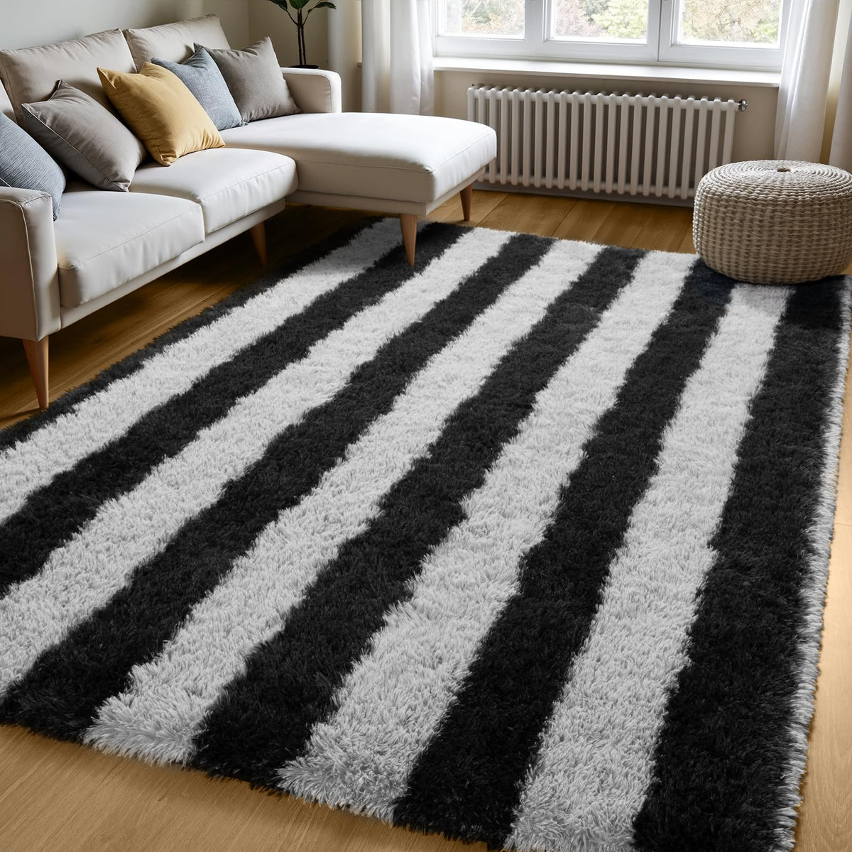 Zentavio 5x8 Area Rugs for Bedroom Fluffy Rugs for Living Room Carpet Large Fuzzy Soft Shag Aesthetic Plush High Pile Gray Throw Rug for Nursery Kids Room Dorm Waved Grey