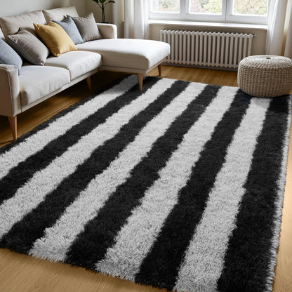 Zentavio 5x8 Area Rugs for Bedroom Fluffy Rugs for Living Room Carpet Large Fuzzy Soft Shag Aesthetic Plush High Pile Gray Throw Rug for Nursery Kids Room Dorm Waved Grey