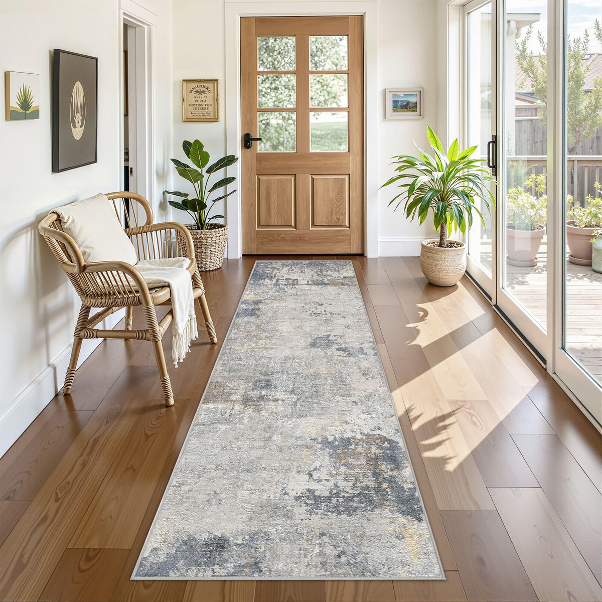 UERMEI 8x10 Area Rug Living Room Rugs - Washable Neutral Modern Abstract Soft Thin Large Rug Indoor Floor No Slip Rug Carpet for Bedroom Under Dining Table Home Office Decor - Brown Grey