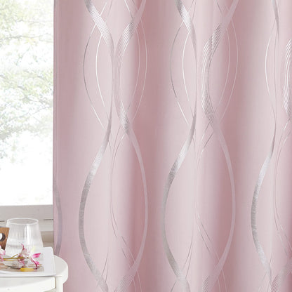 NICETOWN Grey Blackout Striped Pattern Curtains for Living Room, 52 x 84