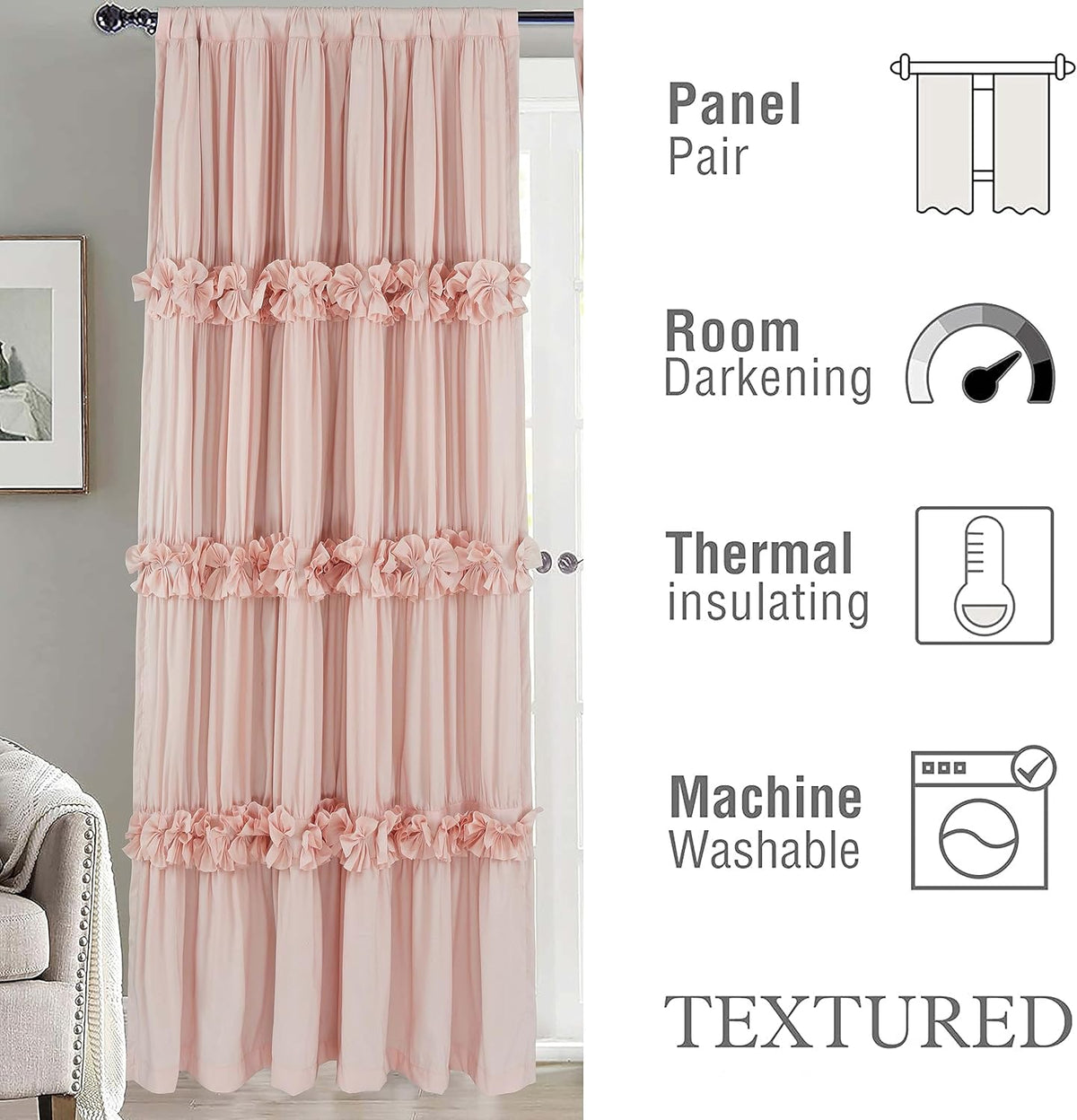 Homechoice Decor Thermal Insulated Window Curtains, 54"W x 84"L x 2 Panels