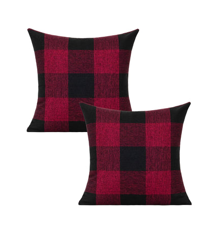 VAKADO Outdoor Plaid Throw Pillow Covers 18x18 Set of 2, Black & White