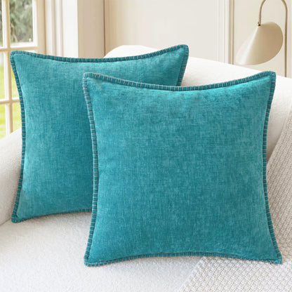 CaliTime Decorative Couch Throw Pillow Covers 18 X 18 Inches Smoke Blue