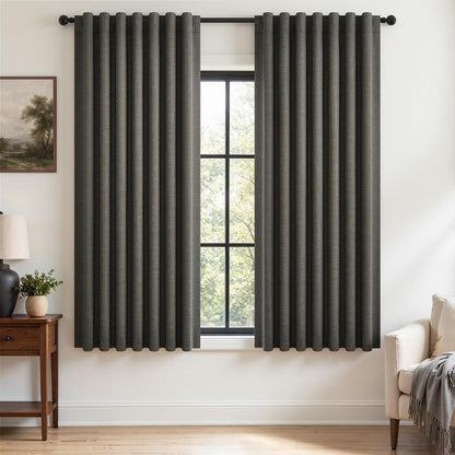 Topfinel Cream Ivory Blackout Curtains & Drapes 84 Inch Length, Beige Pinch Pleat Full Blackout Flax Linen Tab Top Soundproof Curtains with Hooks Rings for Bedroom Living Room Track 2 Panels Set