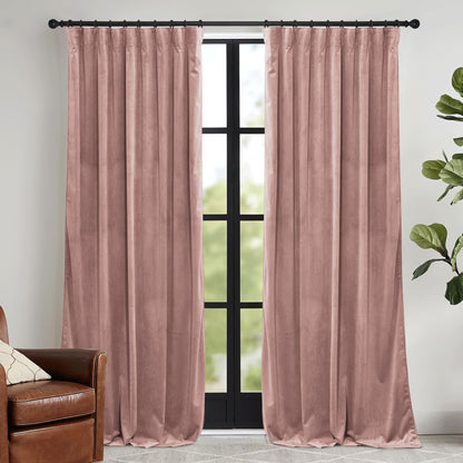 RYB HOME Sage Green Velvet Curtains 84 inches for Bedroom Living Room