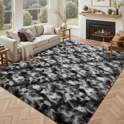 5x7 Black Area Rugs for Living Room, Large Fluffy Shag Bedroom Rugs Non-Slip, Ultra Soft Plush Carpet for Nursery Kids PlayRoom Dorm Office Indoor Modern Carpets