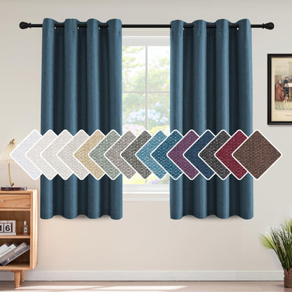 H.VERSAILTEX Linen Blackout Curtain 84 Inches Long for Bedroom/Living Room Thermal Insulated Grommet Linen Look Curtain Drapes Primitive Textured Burlap Effect Window Drapes 1 Panel - Heather Ivory