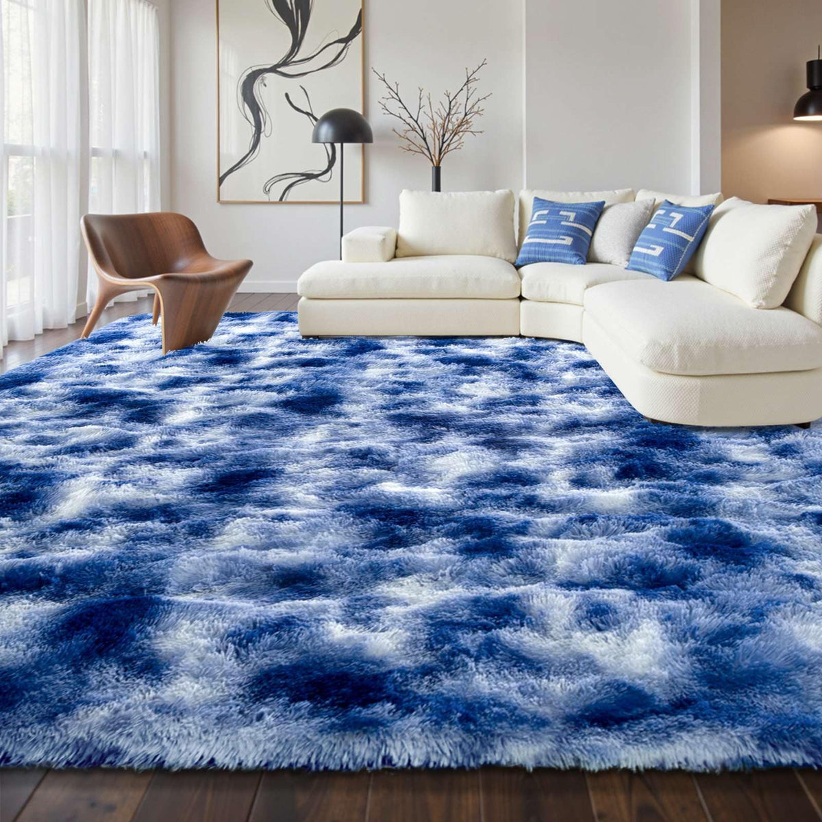 5x7 Black Area Rugs for Living Room, Large Fluffy Shag Bedroom Rugs Non-Slip, Ultra Soft Plush Carpet for Nursery Kids PlayRoom Dorm Office Indoor Modern Carpets