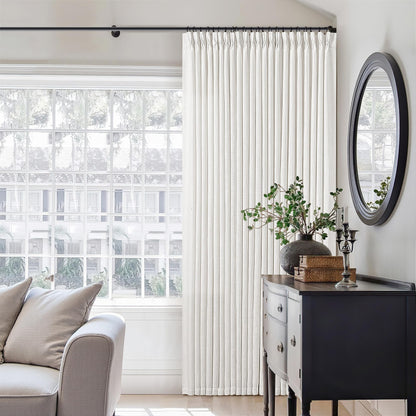 TWODRAPES Natural Pinch Pleated Linen Semi Sheer 84 Inch Curtains 2 Panels