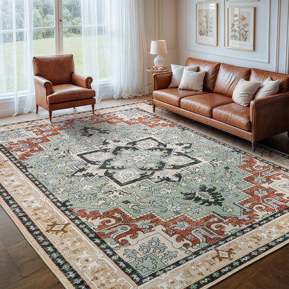 Lofus 5x7 Area Rugs for Living Room Bedroom, Soft Boho Carpet Floral Brown