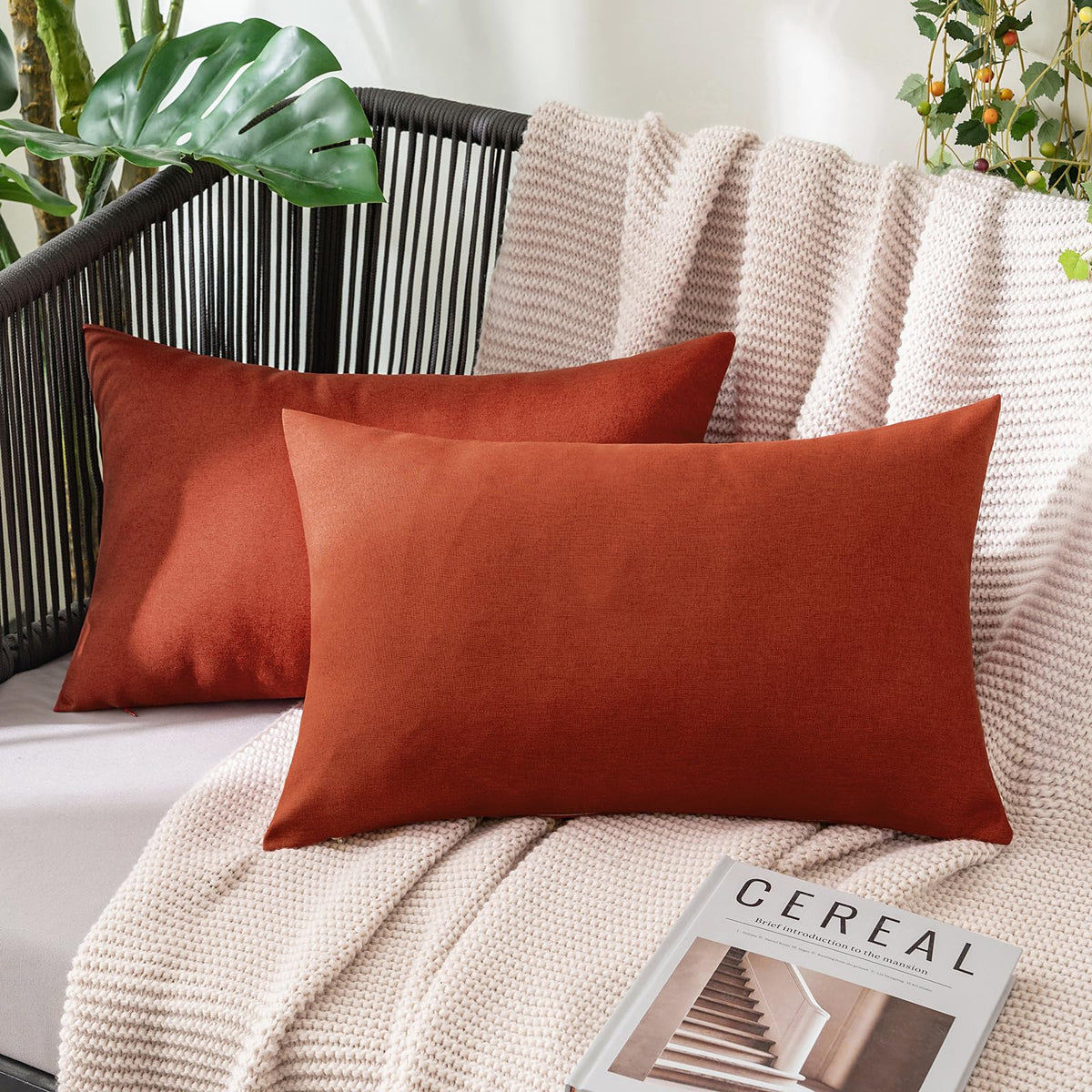MIULEE Decorative Outdoor Pillow Covers Fall 18x18 Rust