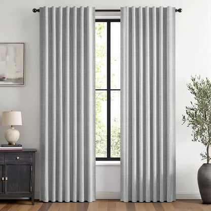 MIULEE 100% Blackout Linen Curtains for Bedroom 42 x 84 Inch Ivory 2 Panels