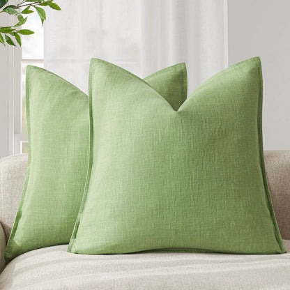 Foindtower Linen Solid Decorative Throw Pillow Covers 20x20 Natural Beige