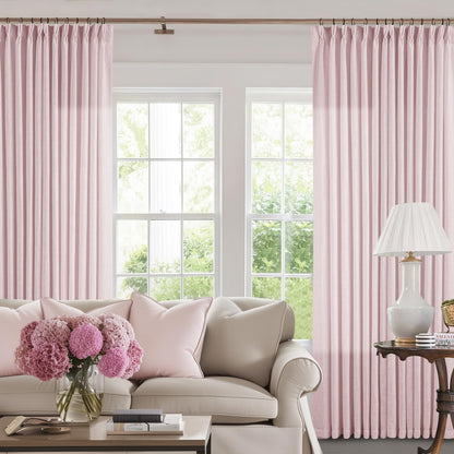 TWODRAPES Natural Pinch Pleated Linen Semi Sheer 84 Inch Curtains 2 Panels