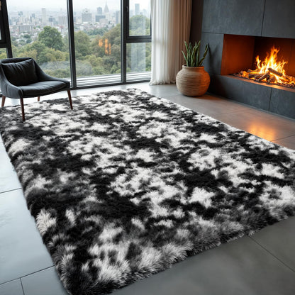 Zentavio 5x8 Area Rugs for Bedroom Fluffy Rugs for Living Room Carpet Large Fuzzy Soft Shag Aesthetic Plush High Pile Gray Throw Rug for Nursery Kids Room Dorm Waved Grey