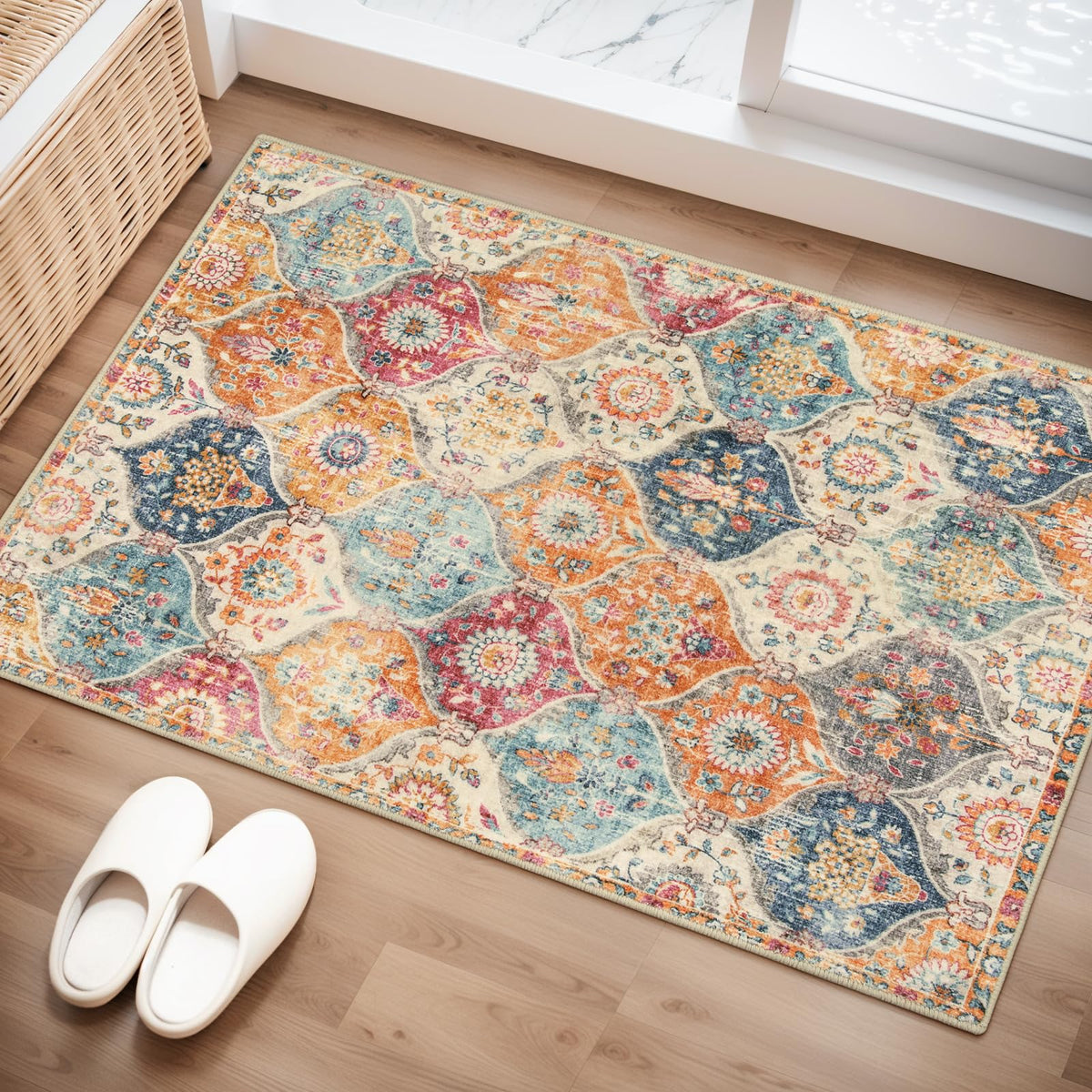 Lahome Moroccan Kitchen Rugs Non Slip Washable, 2x4 Rugs for Entryway