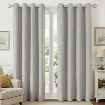 Joydeco 100% Blackout Curtains 63 Inch Length 2 Panels, Greyish White