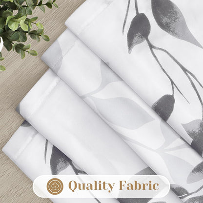 HOMEIDEAS Light Grey and White Privacy Sheer Curtains, 52X63 Inch, 2 Panels