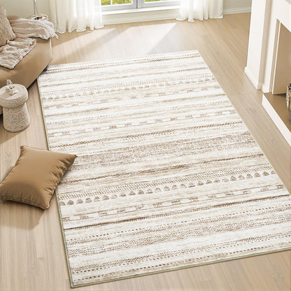 5x7 Area Rugs for Living Room Machine Washable Rug Distressed Indoor Carpet Neutral Moroccan Boho Rug Ultra Soft Area Rug for Bedroom Dining Room Playroom Office, Grey