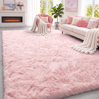 Fluffy Grey Rug for Bedroom 4x6, Modern Area Rugs for Kids Room Living Room