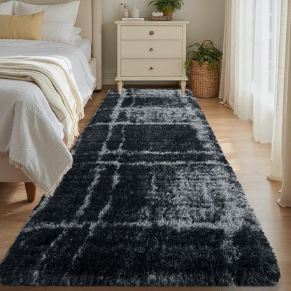 Noahas 2x6 Black Fluffy Soft Runner Rug Non-Slip for Bedroom Dorm Hallway