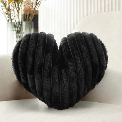 16 Inch White Heart Pillow Cute Fluffy Decorative Throw Pillows for Bed