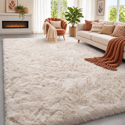 Fluffy Grey Rug for Bedroom 4x6, Modern Area Rugs for Kids Room Living Room