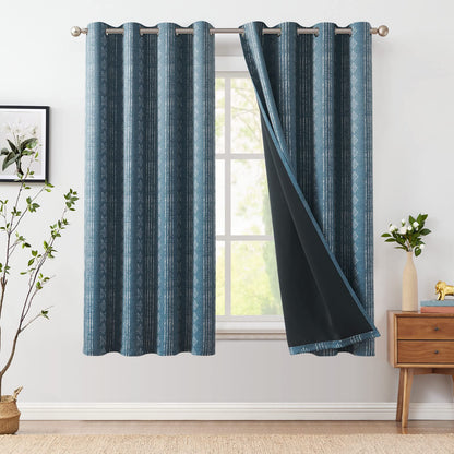 jinchan Boho Blackout Curtains 63 Inch Length Moon Phase Printed Drapes