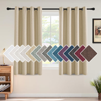 H.VERSAILTEX Linen Blackout Curtain 84 Inches Long for Bedroom/Living Room Thermal Insulated Grommet Linen Look Curtain Drapes Primitive Textured Burlap Effect Window Drapes 1 Panel - Heather Ivory