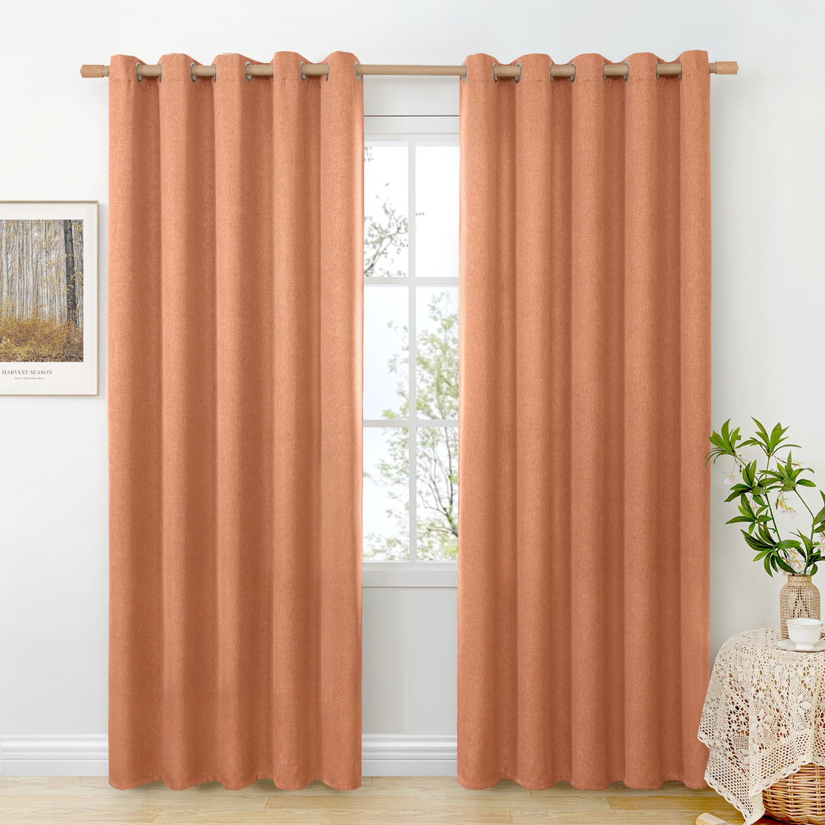 BGment Oatmeal Linen Curtains 84 Inch Length 2 Panels Set for Living Room