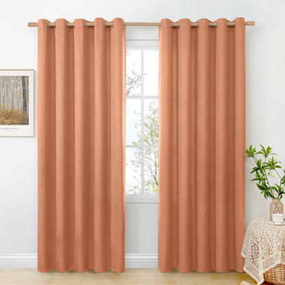 BGment Oatmeal Linen Curtains 84 Inch Length 2 Panels Set for Living Room
