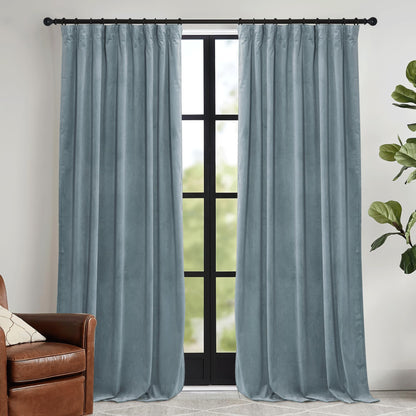 RYB HOME Sage Green Velvet Curtains 84 inches for Bedroom Living Room