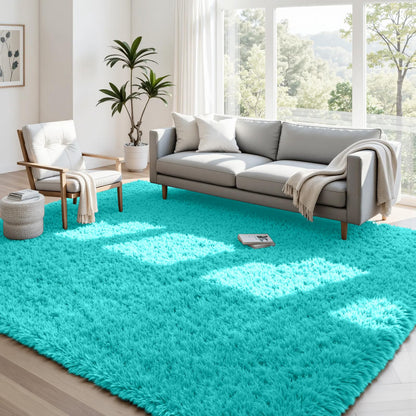 8x10 Fluffy Shag Area Rugs for Living Room Bedroom: Soft Plush Carpet Grey