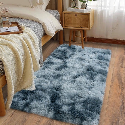 Ultra Soft Runner Rugs for Bedroom Hallways with Upgraded Non-Slip Rubber Backing & Thick Memory Sponge, 2x6 Feet Fluffy Shag Throw Area Rug for Bedside Dorm Dark Grey