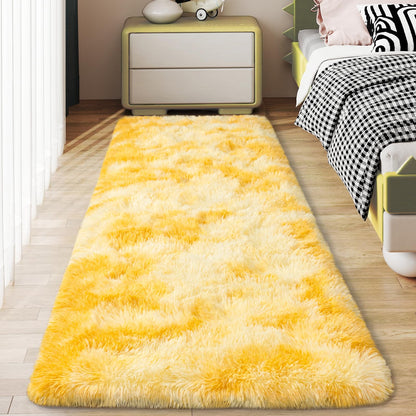 Ultra Soft Runner Rugs for Bedroom Hallways with Upgraded Non-Slip Rubber Backing & Thick Memory Sponge, 2x6 Feet Fluffy Shag Throw Area Rug for Bedside Dorm Dark Grey