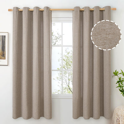 BGment Oatmeal Linen Curtains 84 Inch Length 2 Panels Set for Living Room