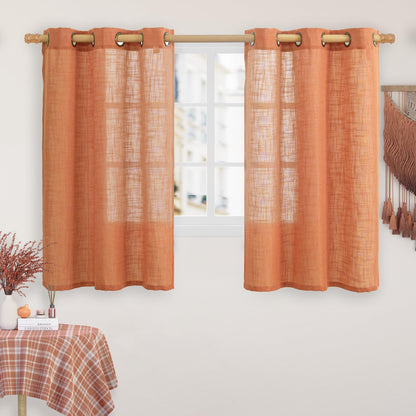 LAMIT Cream Ivory Linen Semi Sheer Curtains 84 inch Length for Bedroom