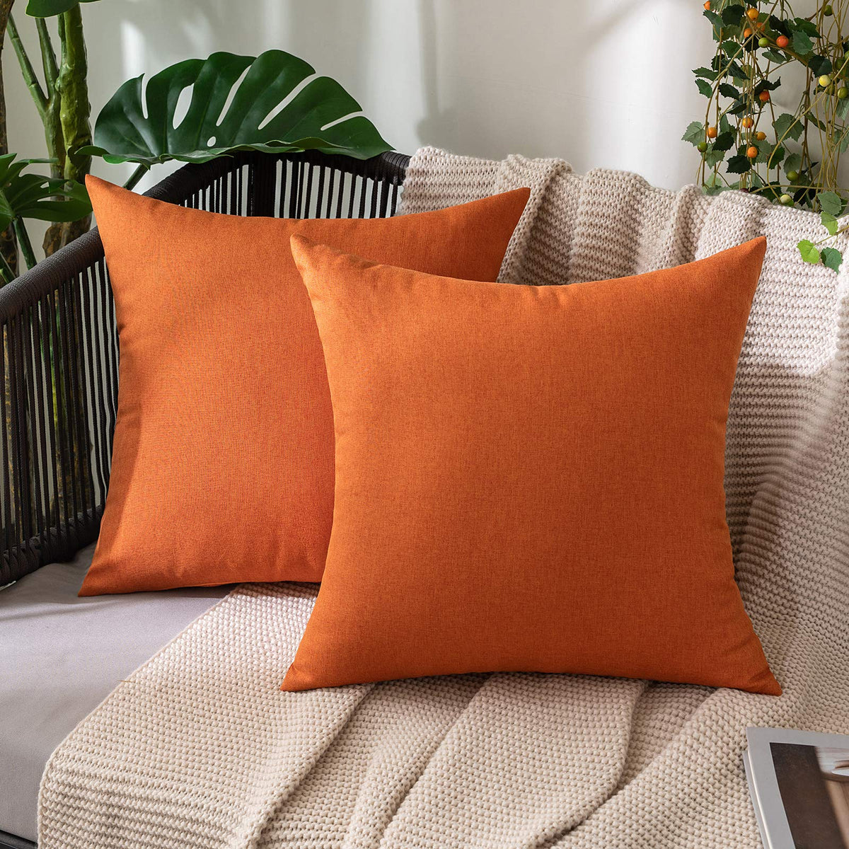 MIULEE Decorative Outdoor Pillow Covers Fall 18x18 Rust