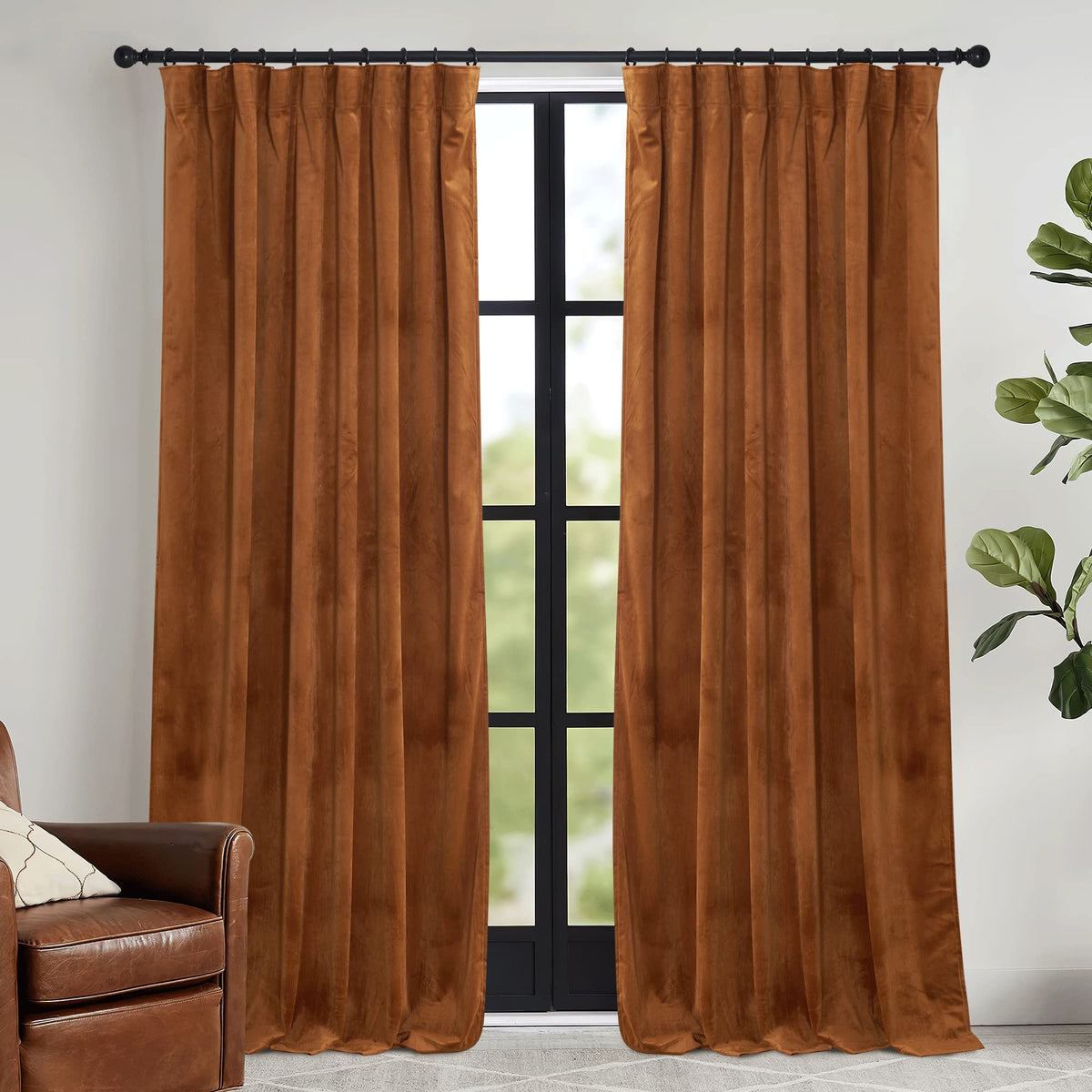 RYB HOME Sage Green Velvet Curtains 84 inches for Bedroom Living Room
