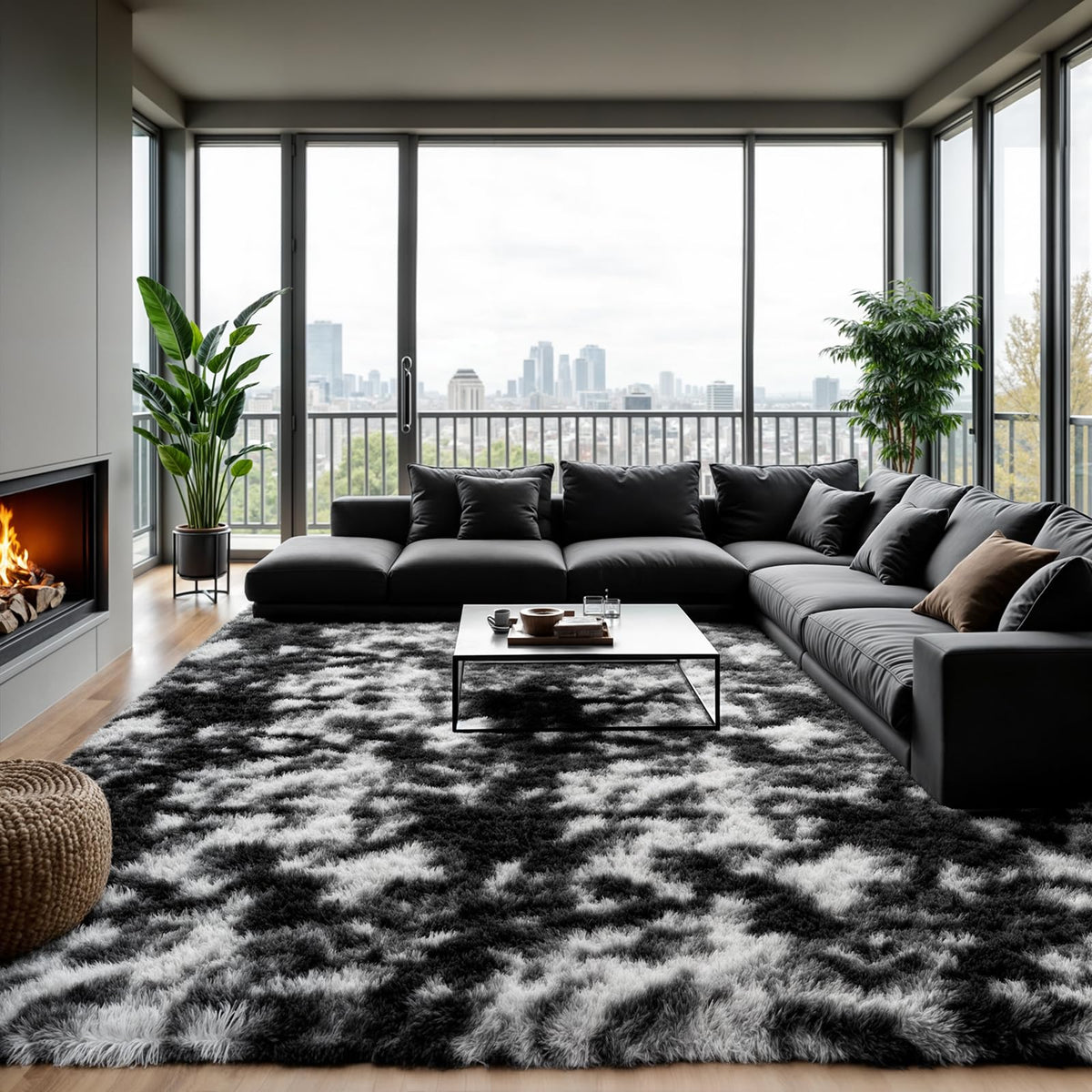 Zentavio 5x8 Area Rugs for Bedroom Fluffy Rugs for Living Room Carpet Large Fuzzy Soft Shag Aesthetic Plush High Pile Gray Throw Rug for Nursery Kids Room Dorm Waved Grey