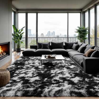Zentavio 5x8 Area Rugs for Bedroom Fluffy Rugs for Living Room Carpet Large Fuzzy Soft Shag Aesthetic Plush High Pile Gray Throw Rug for Nursery Kids Room Dorm Waved Grey