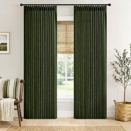MIULEE Pinch Pleated Linen Curtains 90 Inches Long 2 Panels Natural
