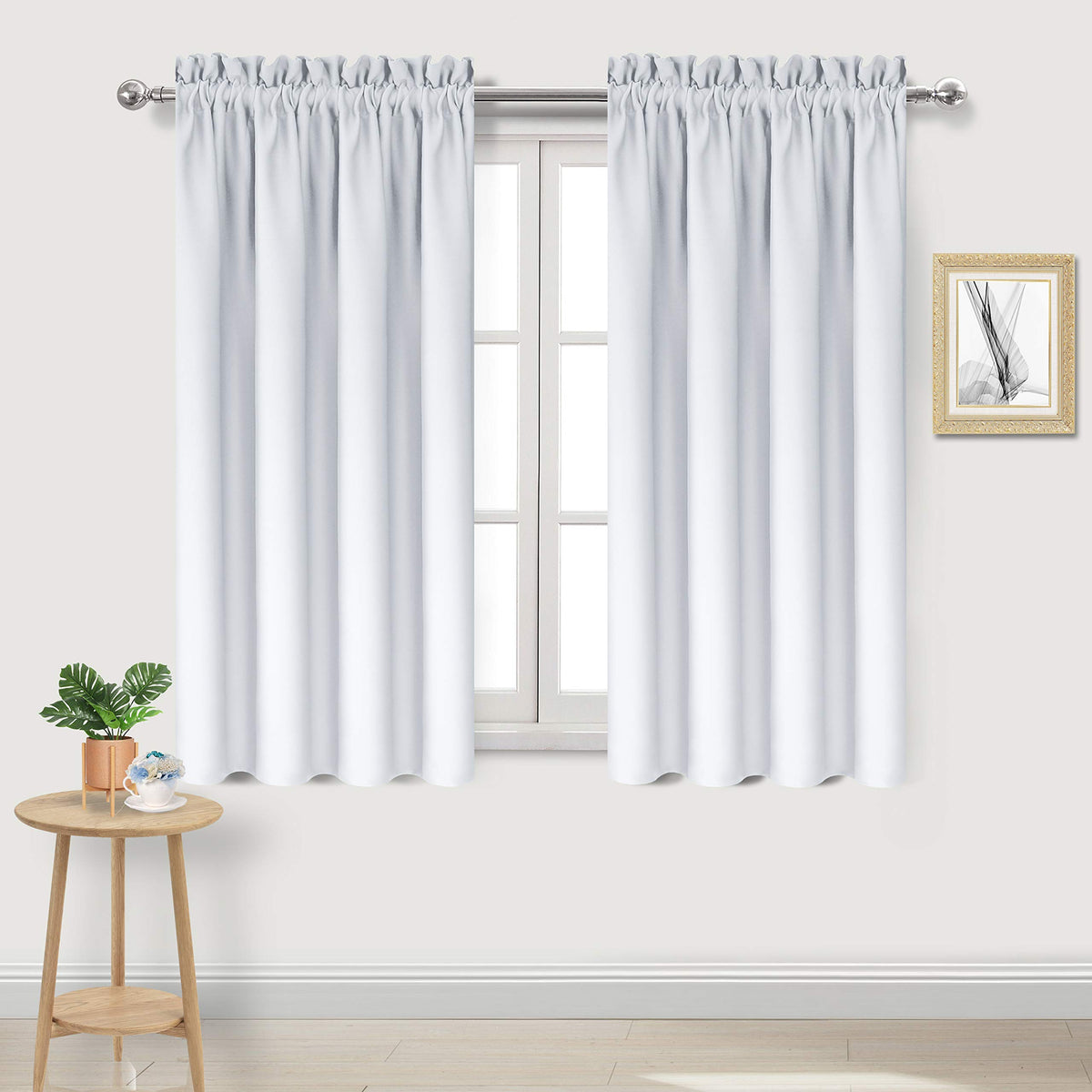 DWCN Blackout Curtains for Bedroom Living Room 42 x 63 Inch Long Black