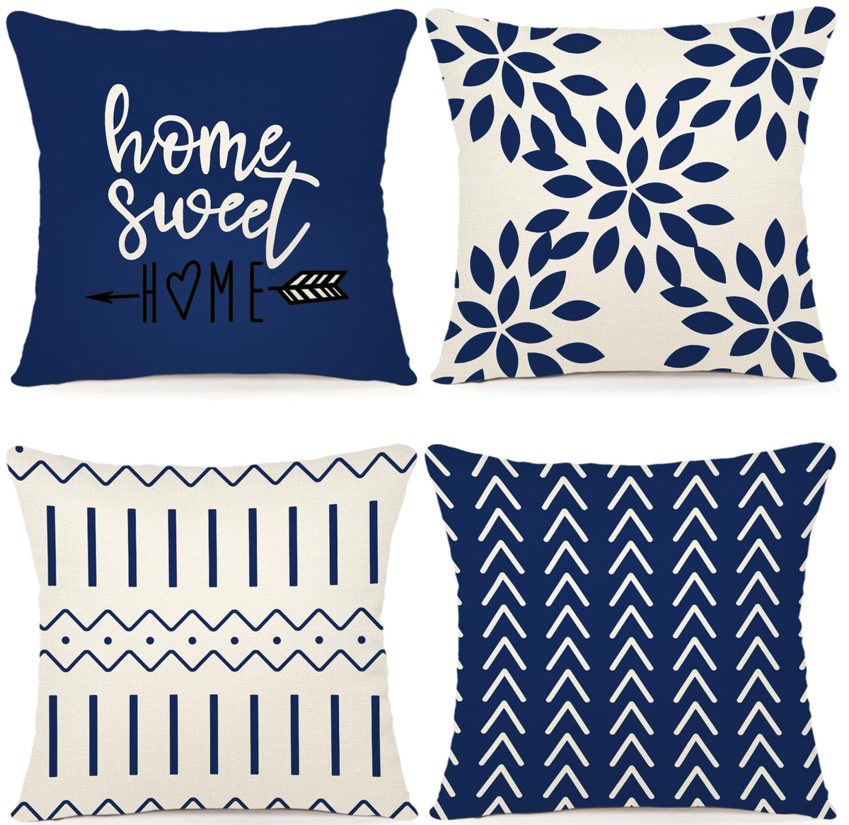 YCOLL Pillow Covers 18x18 Set of 4, Modern Sofa Throw Pillow Cover, Decorative Home Outdoor Linen Fabric Geometric Pillow Case for Couch Bed Car, Yellow