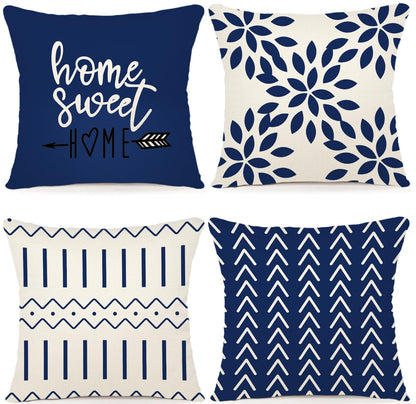 YCOLL Pillow Covers 18x18 Set of 4, Modern Sofa Throw Pillow Cover, Decorative Home Outdoor Linen Fabric Geometric Pillow Case for Couch Bed Car, Yellow