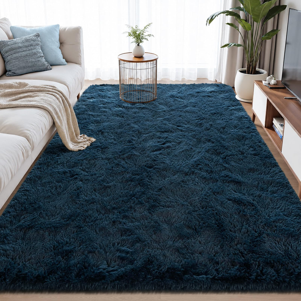 Zentavio 5x8 Area Rugs for Bedroom Fluffy Rugs for Living Room Carpet Large Fuzzy Soft Shag Aesthetic Plush High Pile Gray Throw Rug for Nursery Kids Room Dorm Waved Grey
