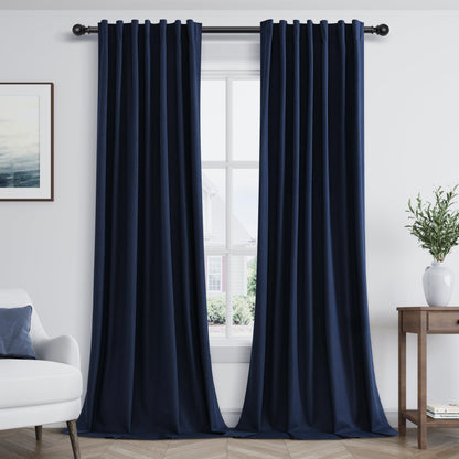 Guken Cream Linen Blackout Curtains 84 Inch Length 2 Panels Set for Living Room Bedroom Back Tab Thermal Insulated 100% Black Out Drapes Room Darkening Window Curtain Ivory Natural Beige